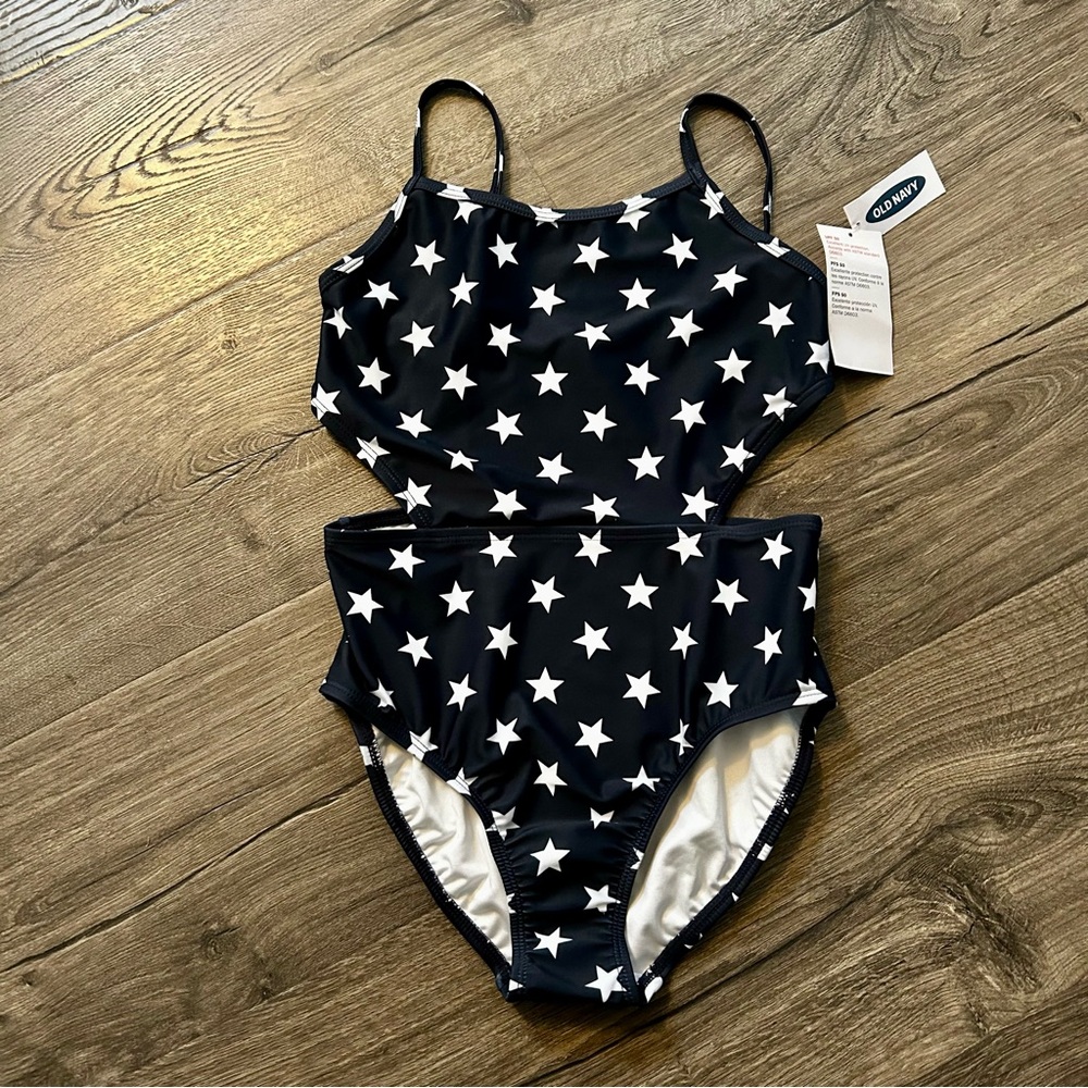 Old Navy Kids One Piece Star Swimsuit - Navy and White